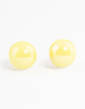 Yellow Shiny Ball Stud Earrings