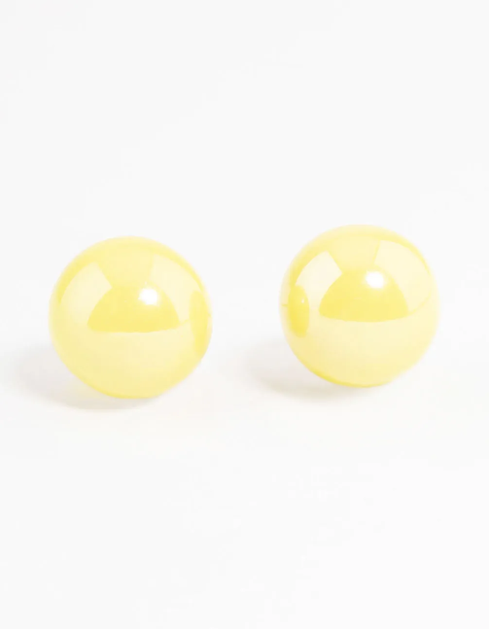 Yellow Shiny Ball Stud Earrings