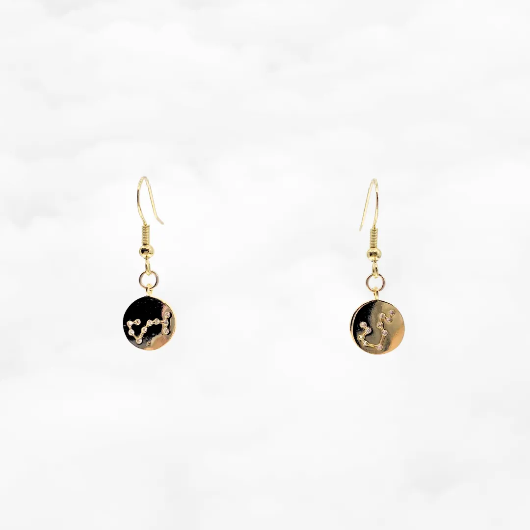 Zodiac Charm Earrings Gold